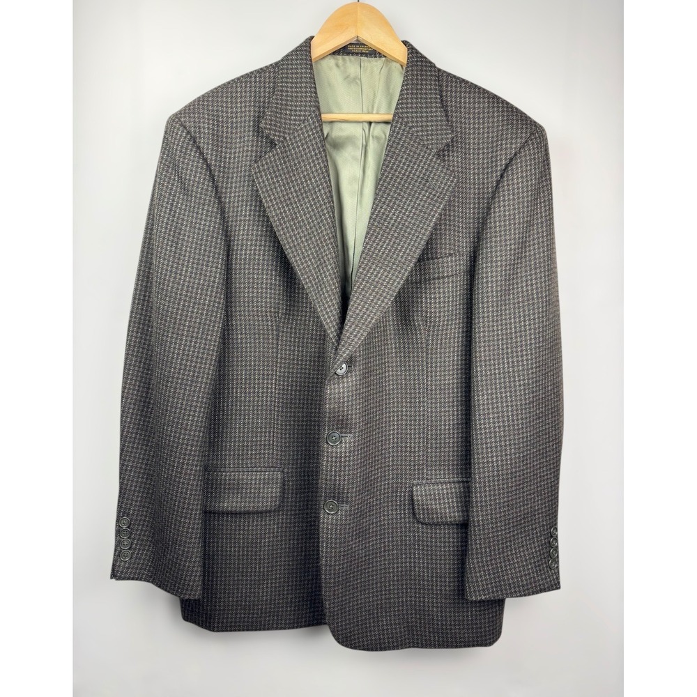 Vintage Oscar de‎ la Renta 100% Wool Blazer Men's 44R Large Brown Smooth Woven